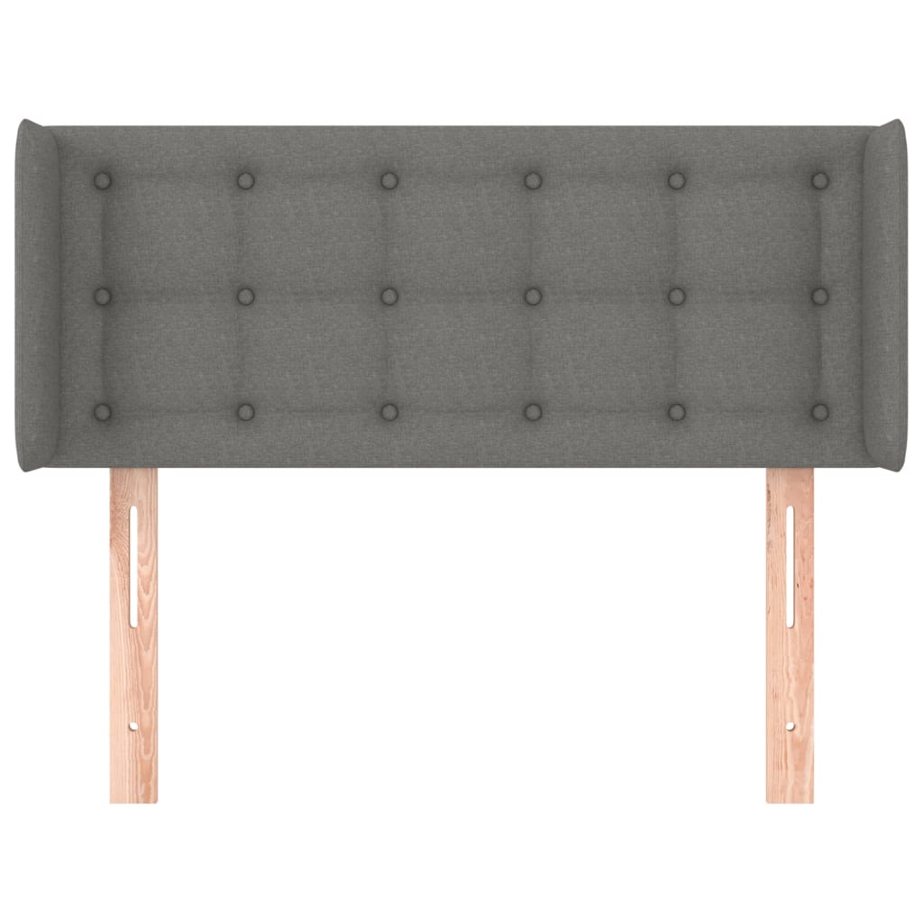 Cabeceira de cama c/ abas tecido 93x16x78/88 cm cinzento-escuro