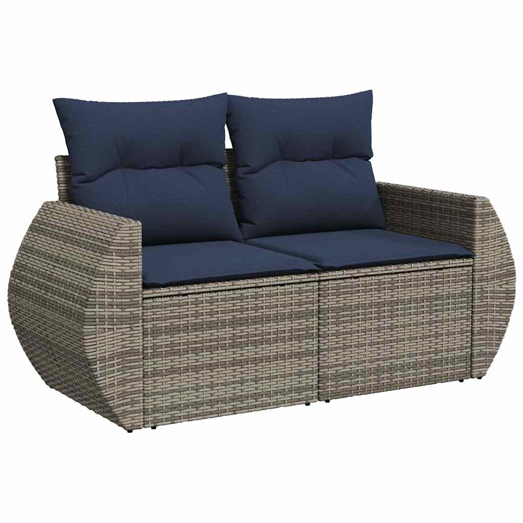 Conjunto de sofá de jardim com 7 peças e almofadas em rattan sintético cinza