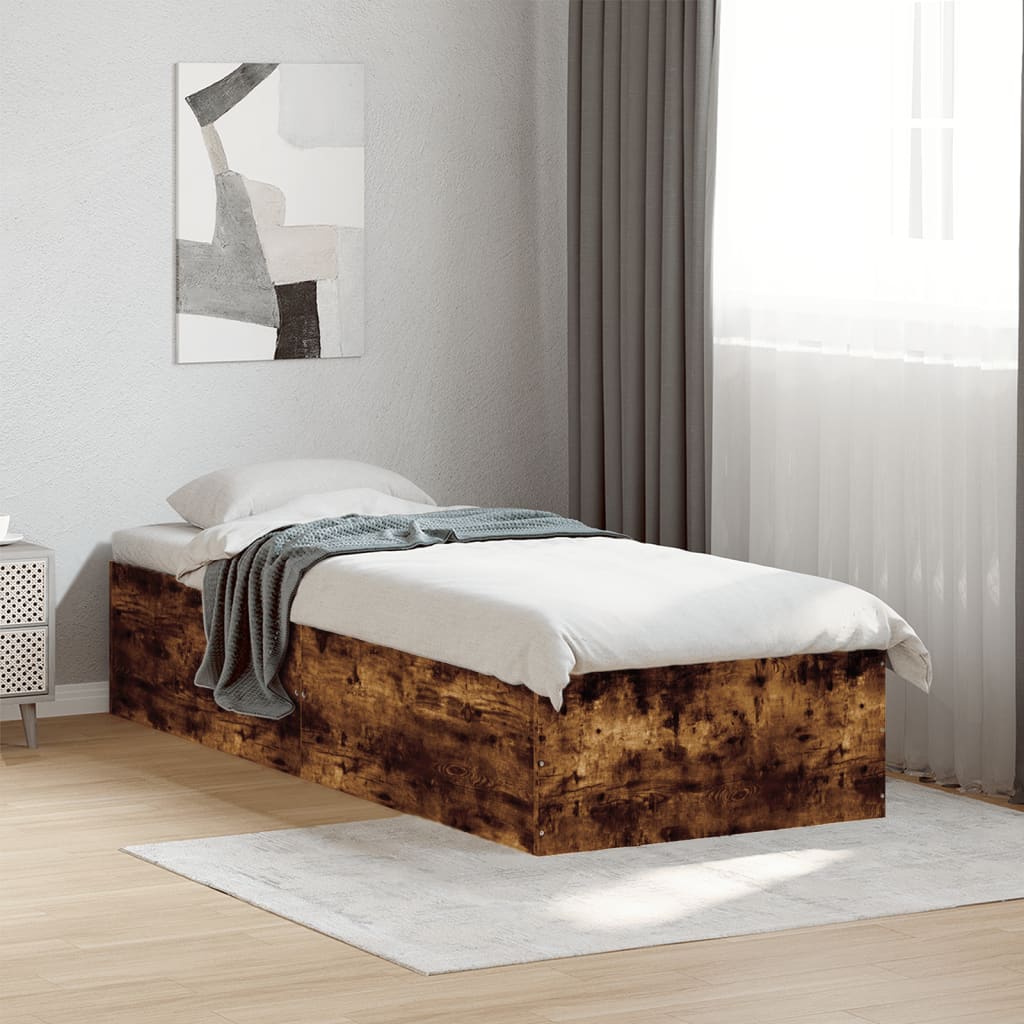 Estrutura cama s/ colchão derivados de madeira carvalho fumado