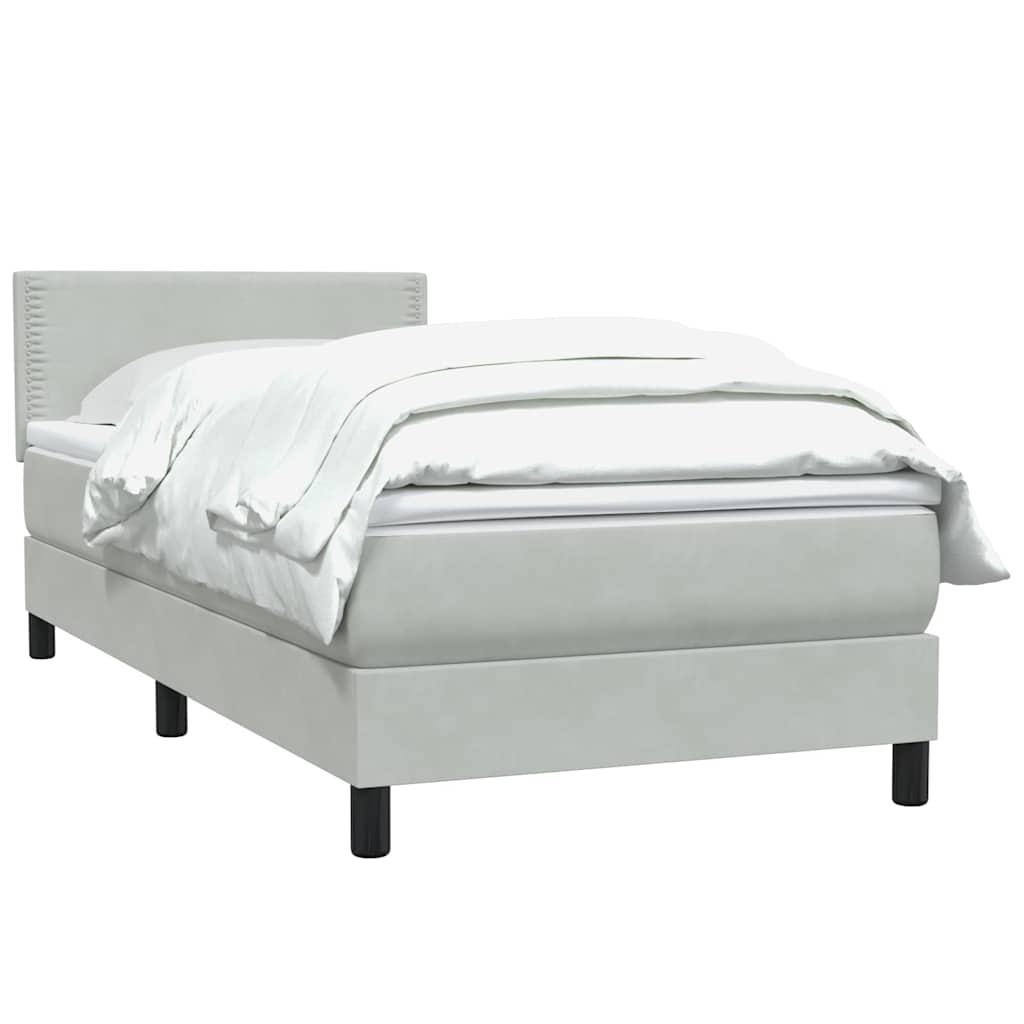 Cama com molas/colchão cinzento-claro 80x210 cm veludo