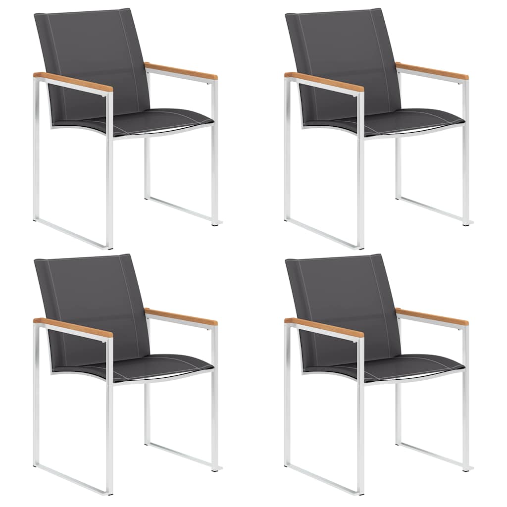 Cadeiras de jardim 4 pcs textilene e aço inoxidável cinzento