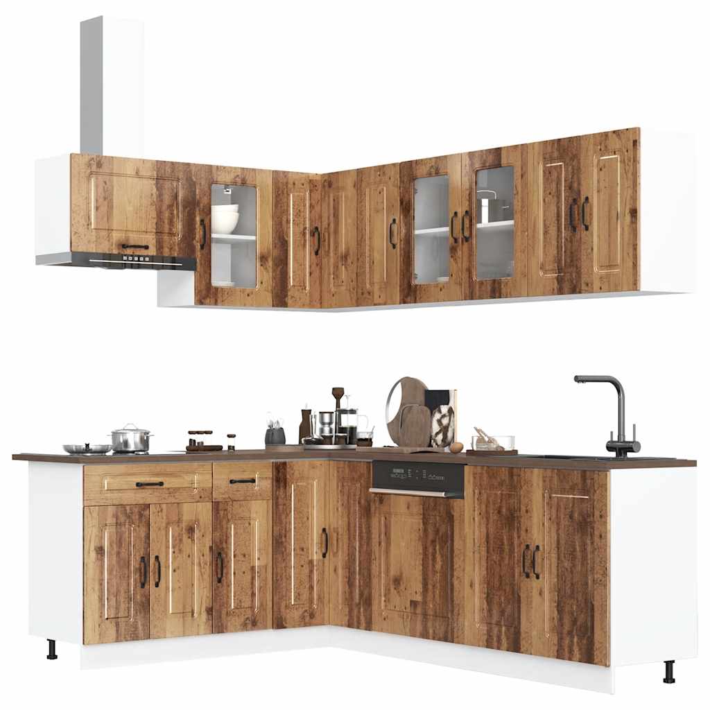 11 Peças armário de cozinha conjunto kalmar madeira velha