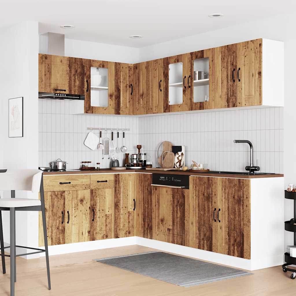 11 Peças armário de cozinha conjunto kalmar madeira velha