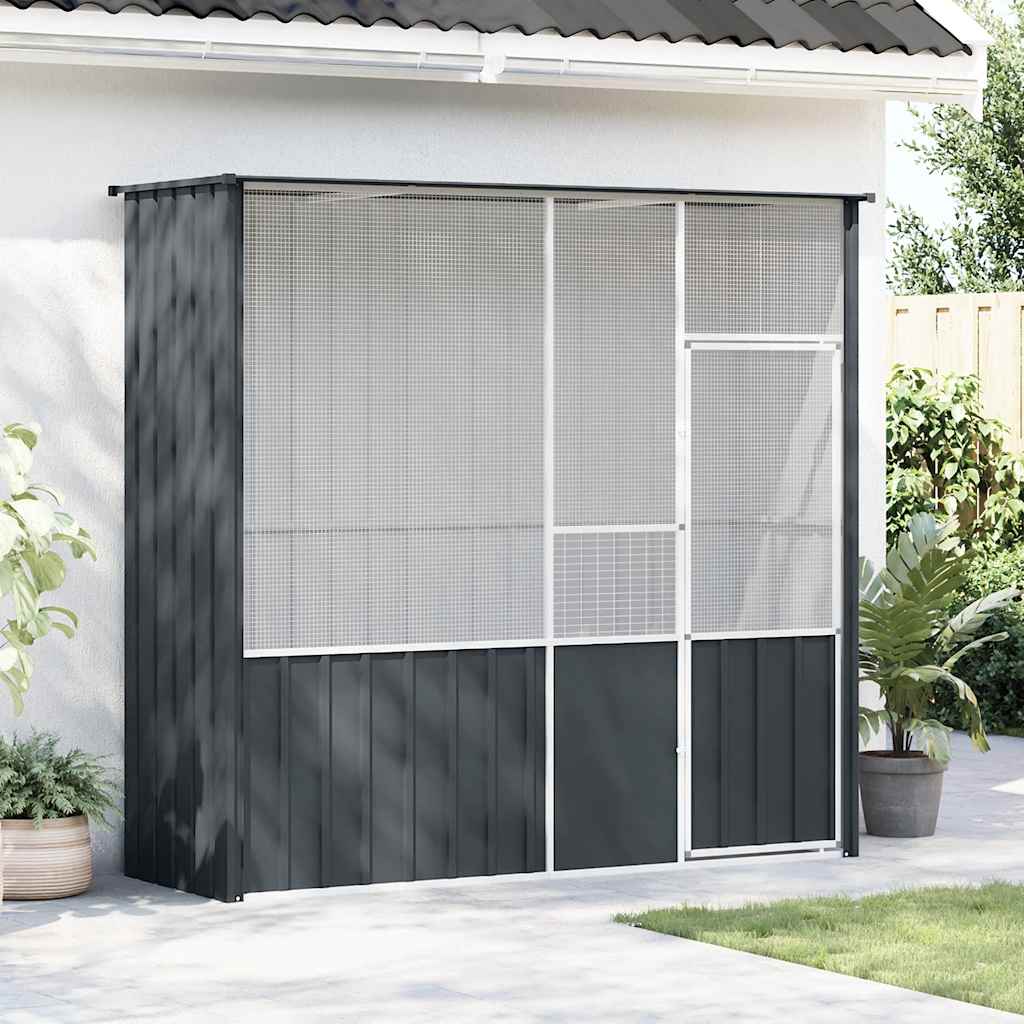 Gaiola p/ pássaros 215x78x200 cm aço galvanizado antracite