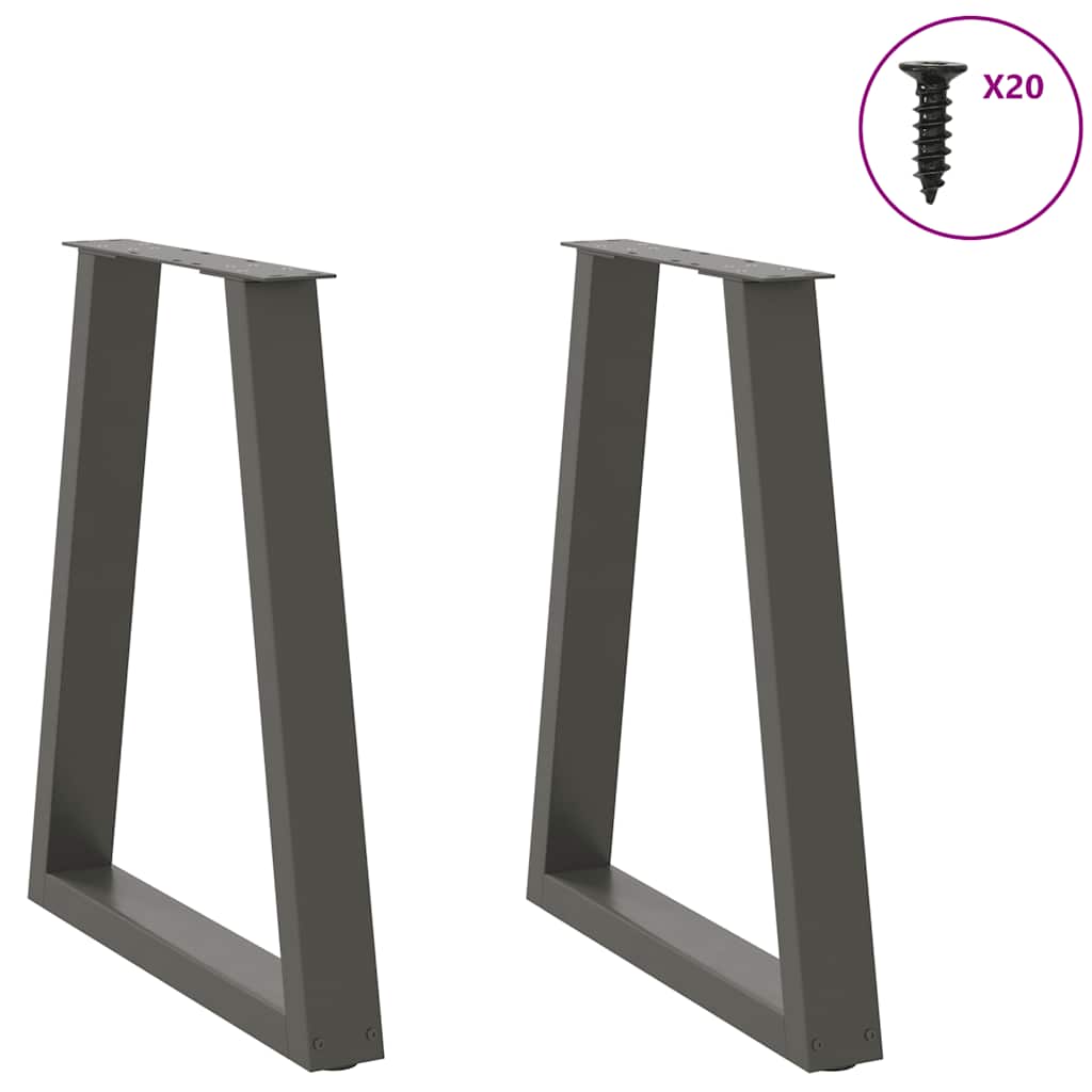 Pés para mesa de jantar em formato de v, 2 peças, antracite, 60x(72-73,3) cm, aço