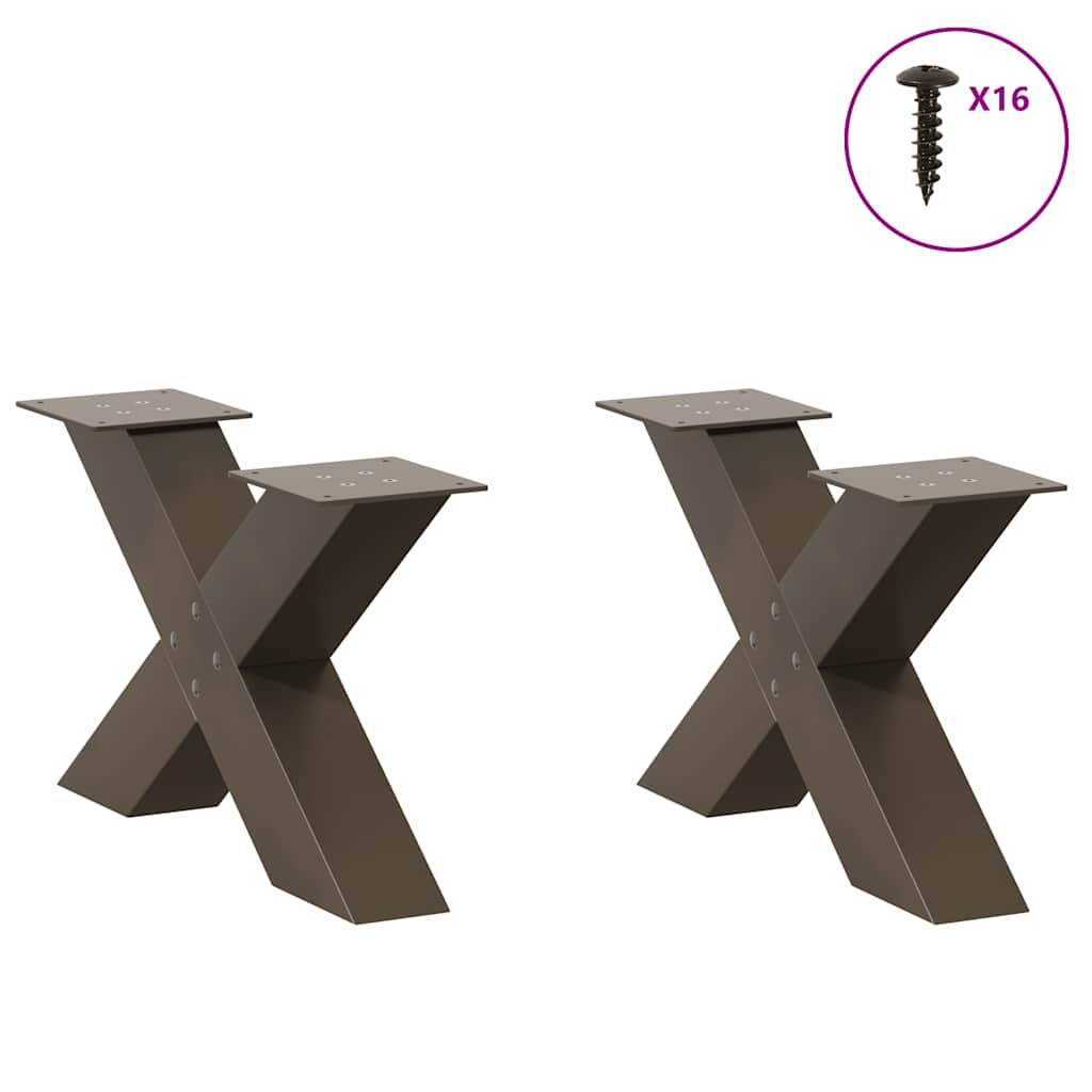 Pés para mesa de centro em formato de x, 2 peças, aço natural, 60x(30-31) cm, aço