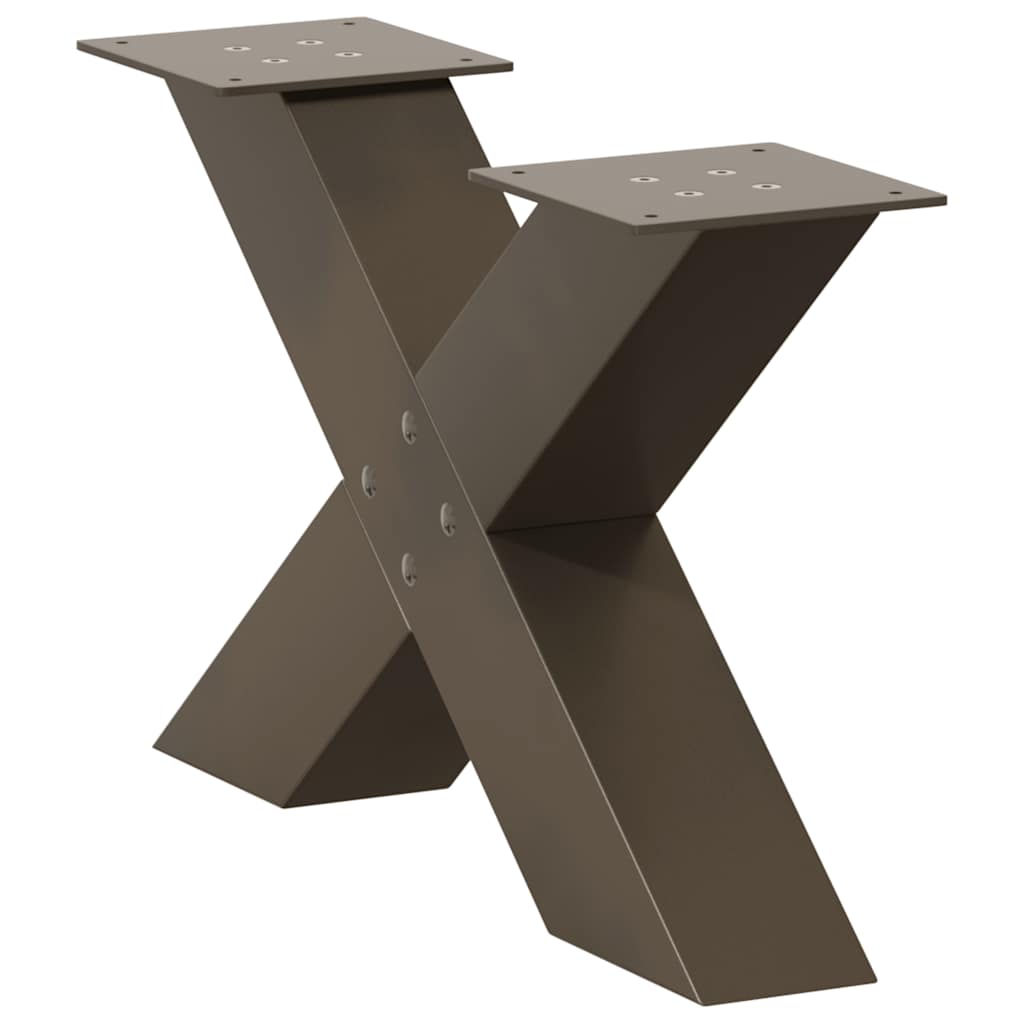 Pés para mesa de centro em formato de x, 2 peças, aço natural, 60x(30-31) cm, aço