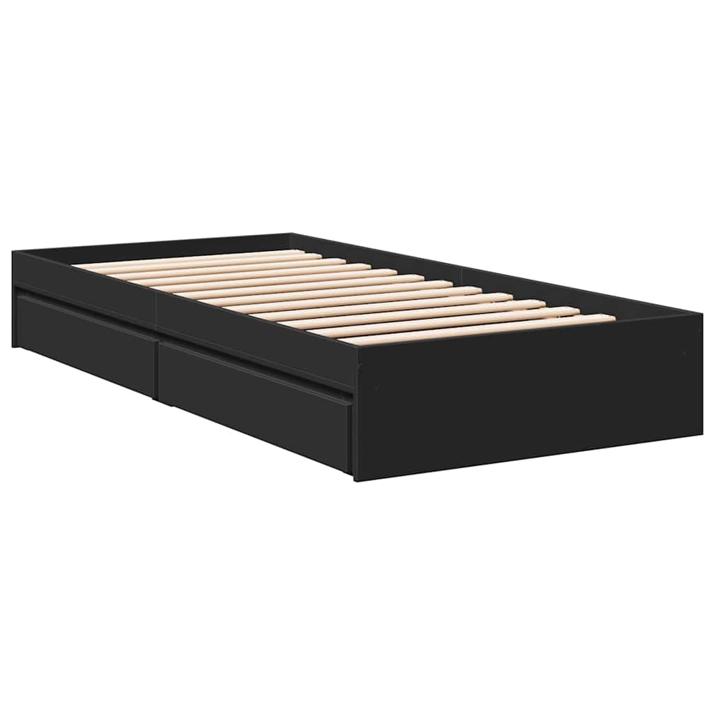Estrutura cama c/ gavetas 75x190 cm derivados de madeira preto