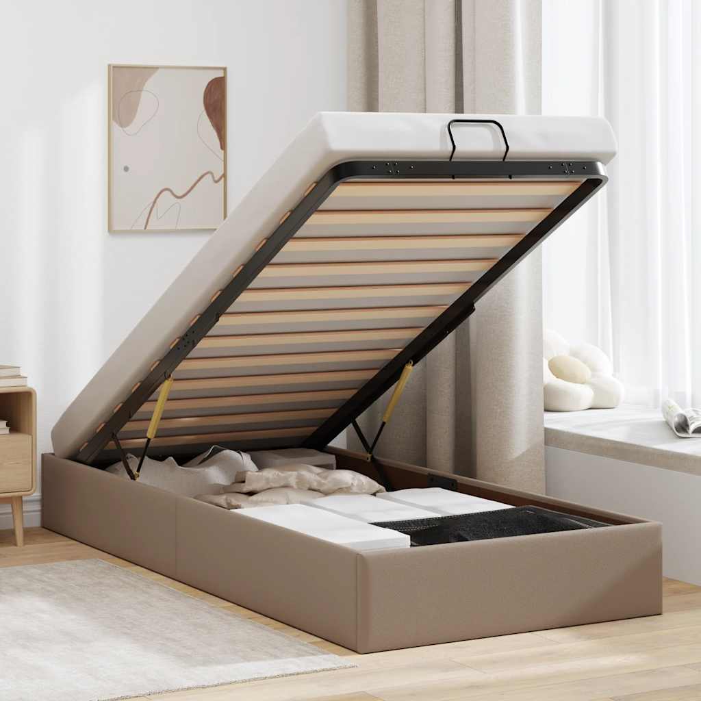 Estrutura de cama otomana sem colchão cappucino 90x200 cm