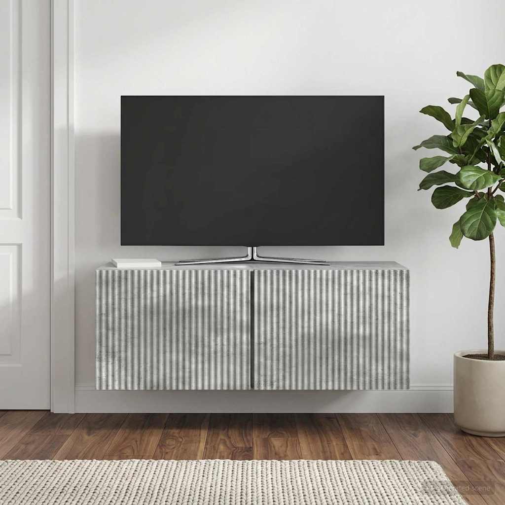 Gabinete de TV de parede cinzento cimento 78,5 x 31 x 30 cm
