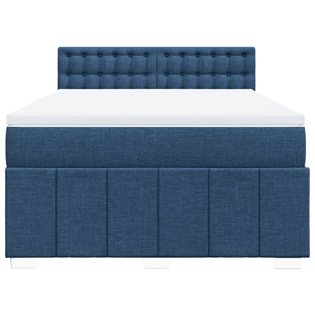 Cama com molas/colchão 140x200 cm tecido azul
