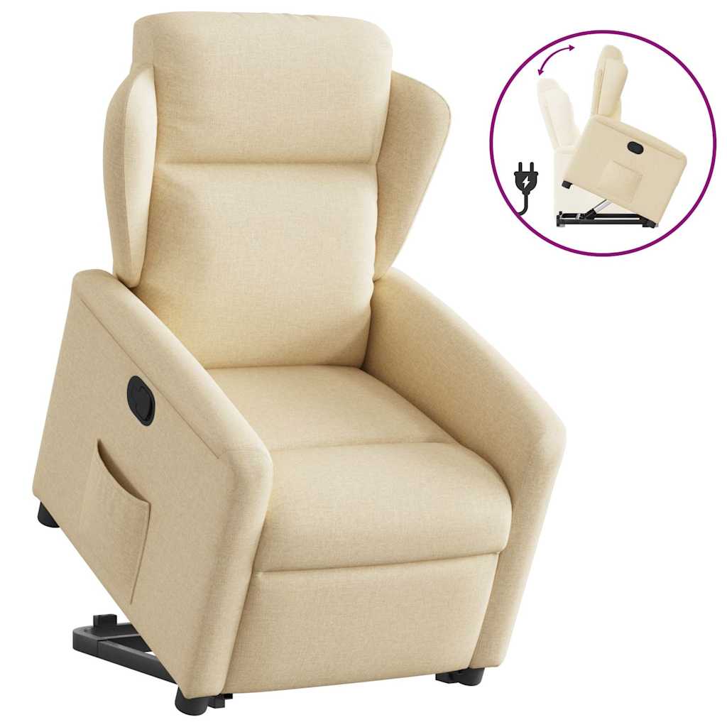 Poltrona reclinável elevatória tecido cor creme
