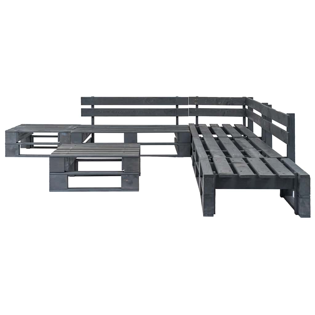 6 Pcs conjunto lounge de jardim paletes madeira cinzento
