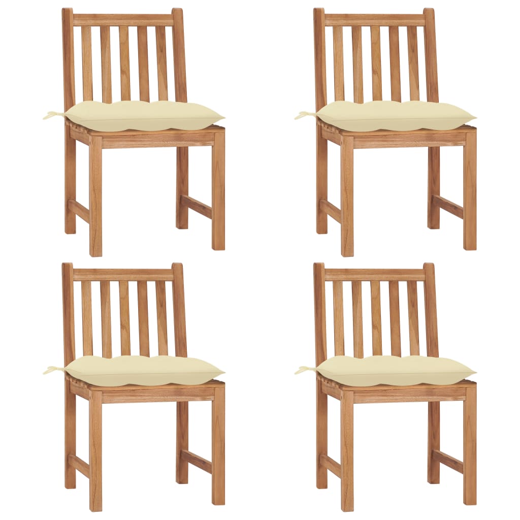 Cadeiras de jardim c/ almofadões 4 pcs madeira de teca maciça