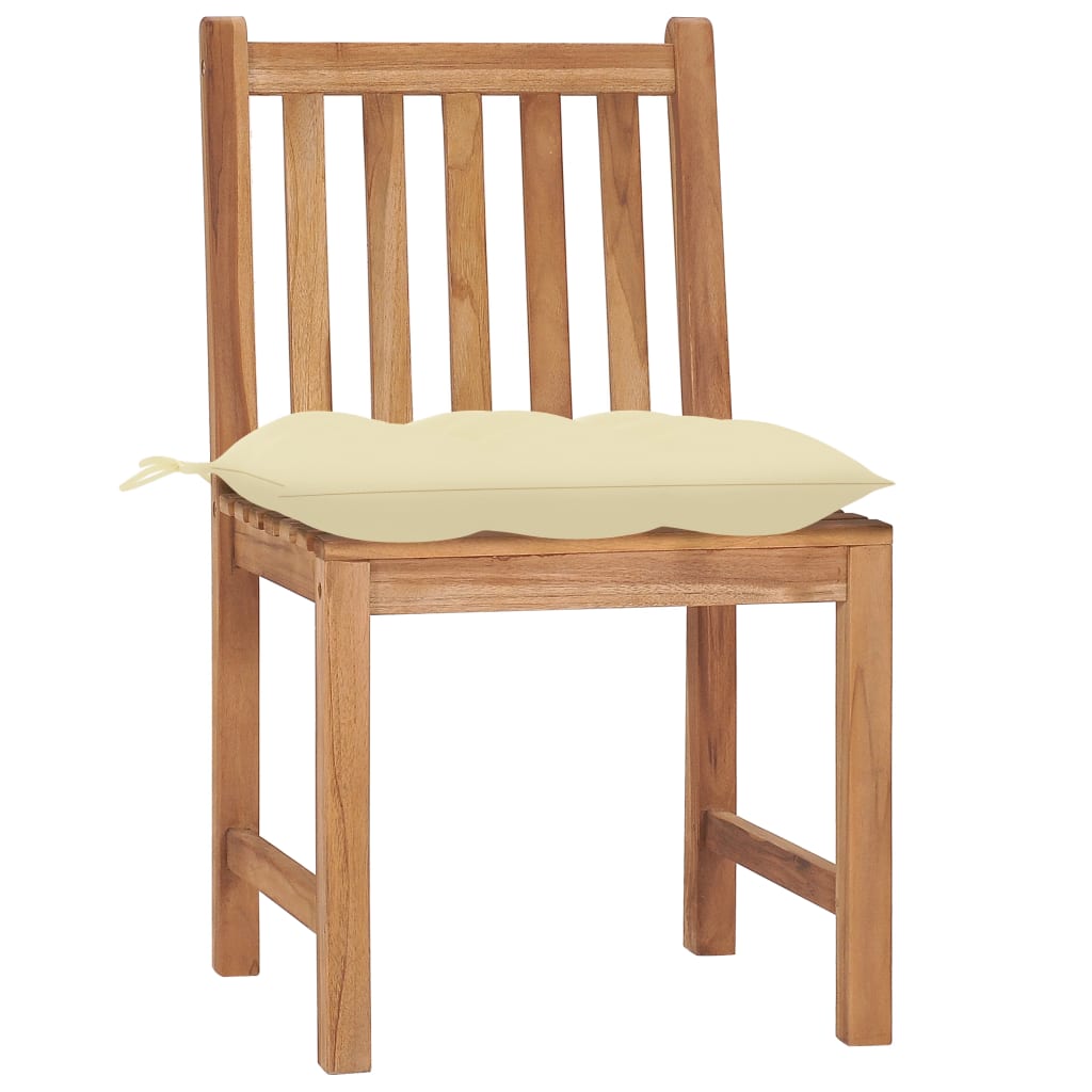 Cadeiras de jardim c/ almofadões 4 pcs madeira de teca maciça