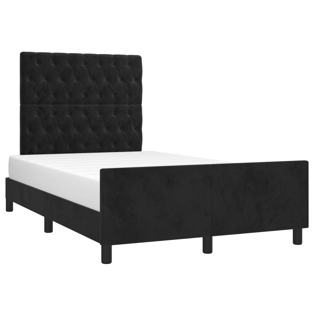 Estrutura de cama sem colchão 120x200 cm veludo preto