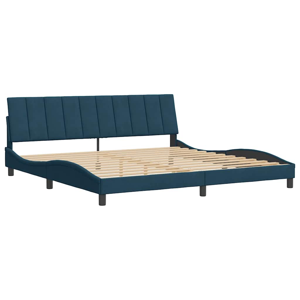 Estrutura de cama sem colchão 90x190 cm veludo azul