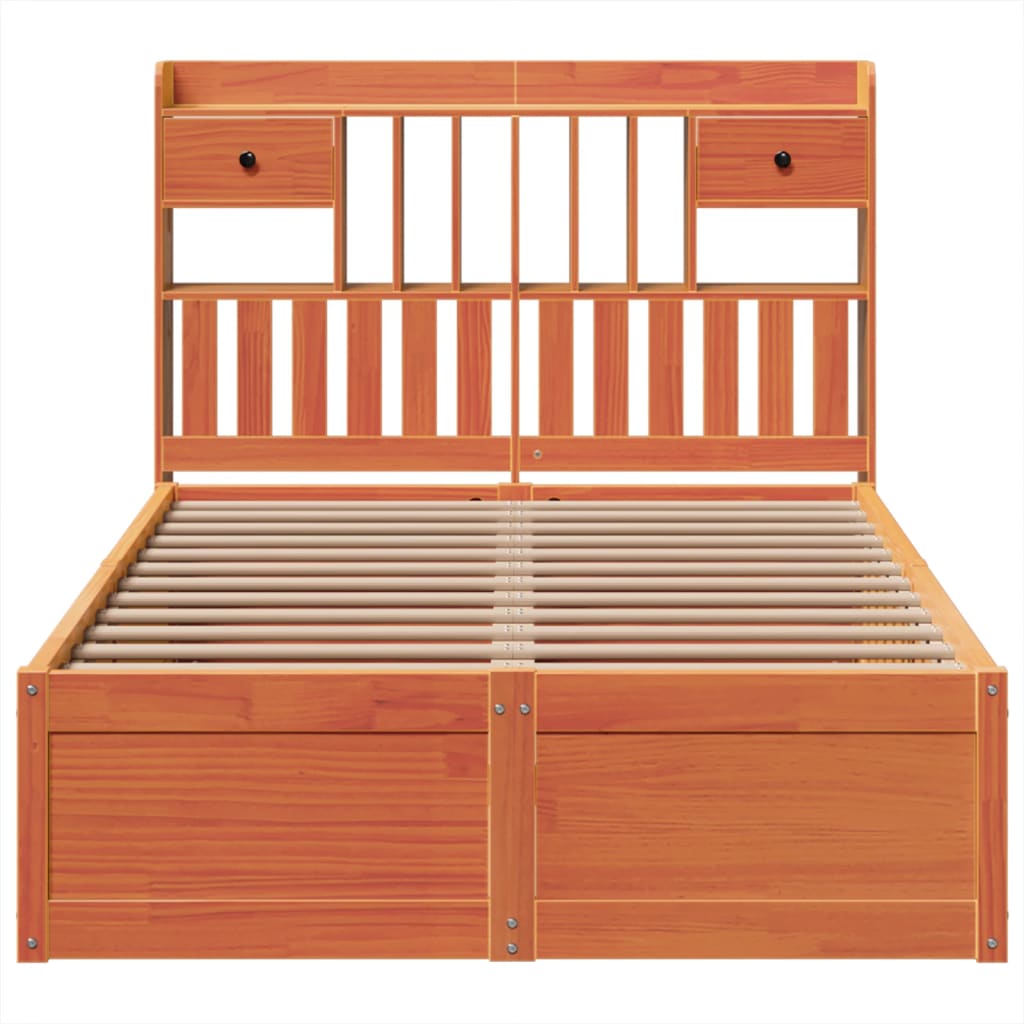 Cama sem colchão 135x190 cm madeira pinho maciça castanho-mel
