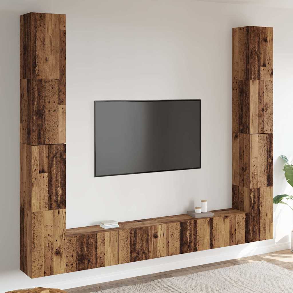 Armários de TV montados na parede 6 pcs madeira velha