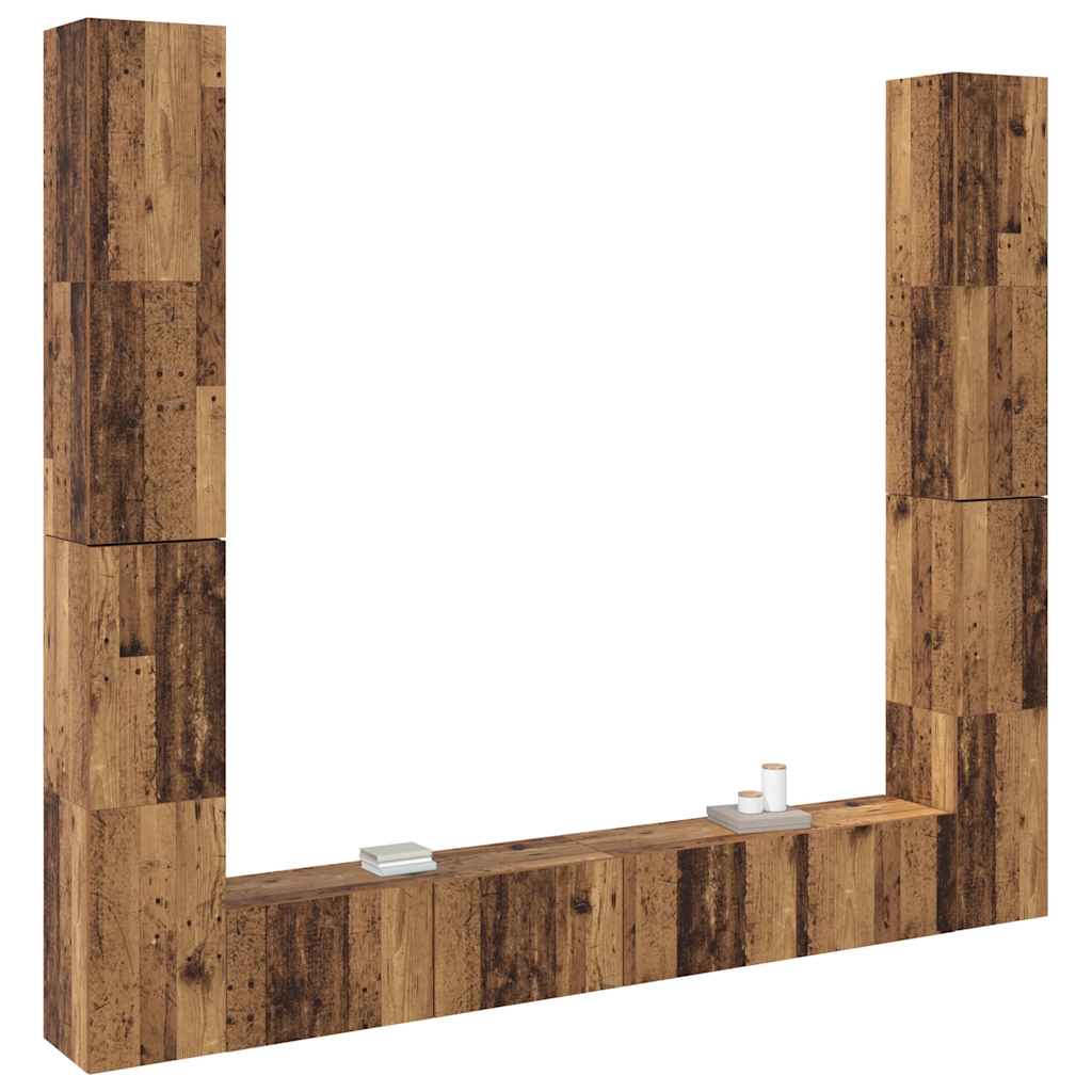 Armários de TV montados na parede 6 pcs madeira velha