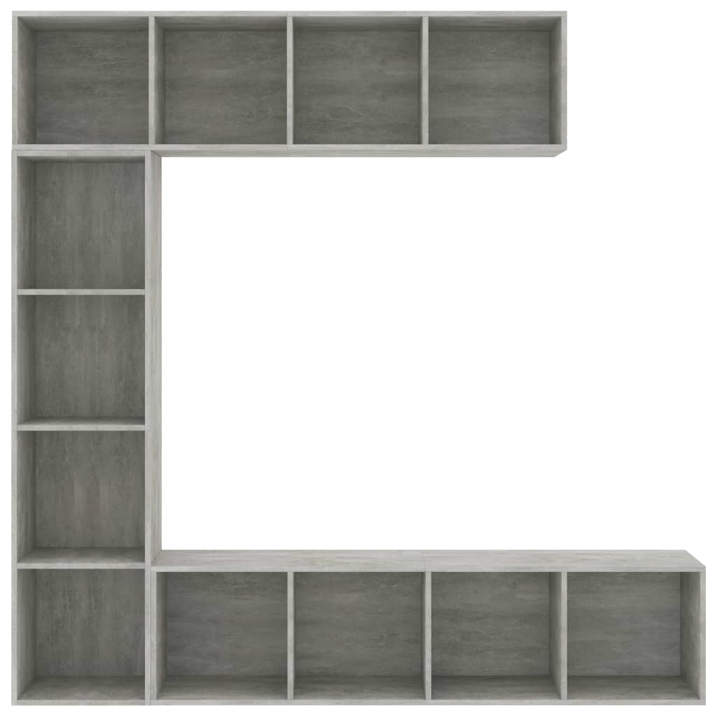 3 Pcs conjunto armário TV/estante 180x30x180cm cinzento cimento