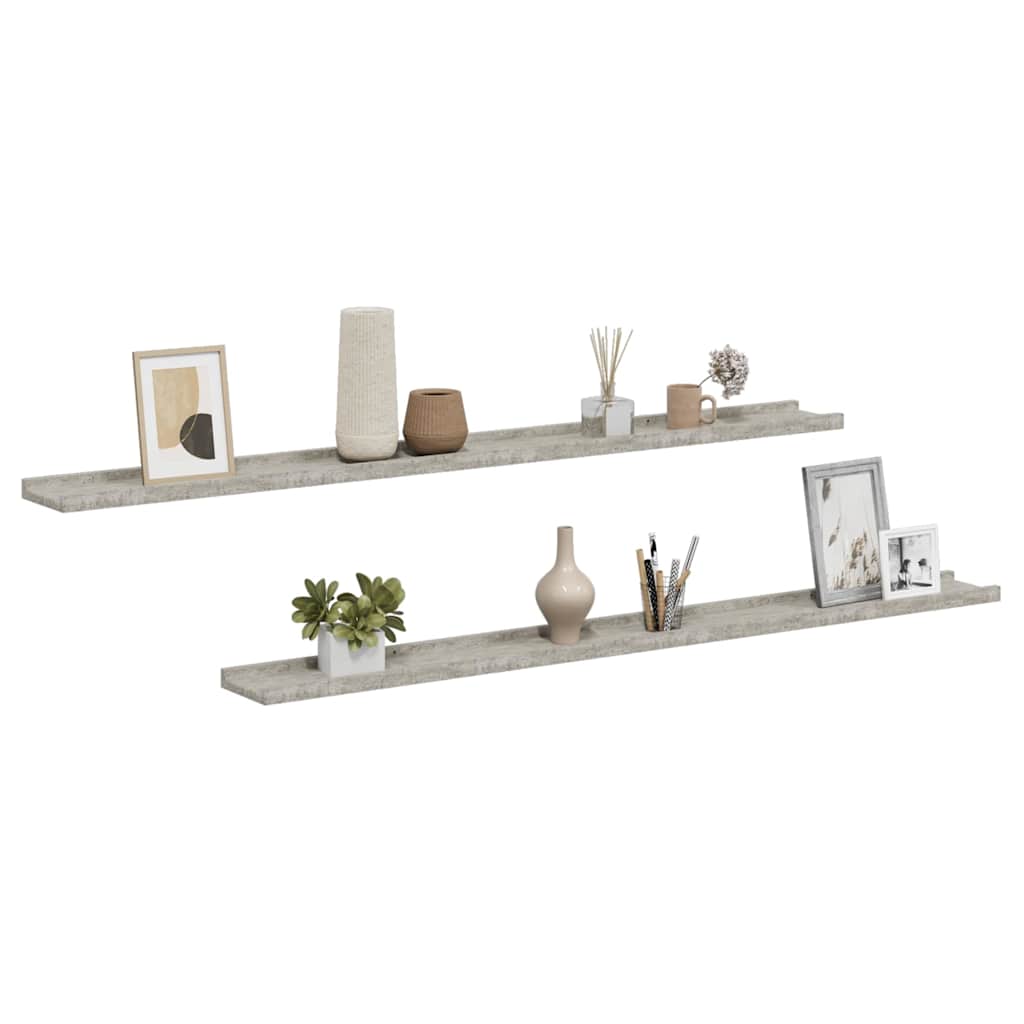 Prateleiras de parede 2 pcs 115x9x3 cm cinzento cimento