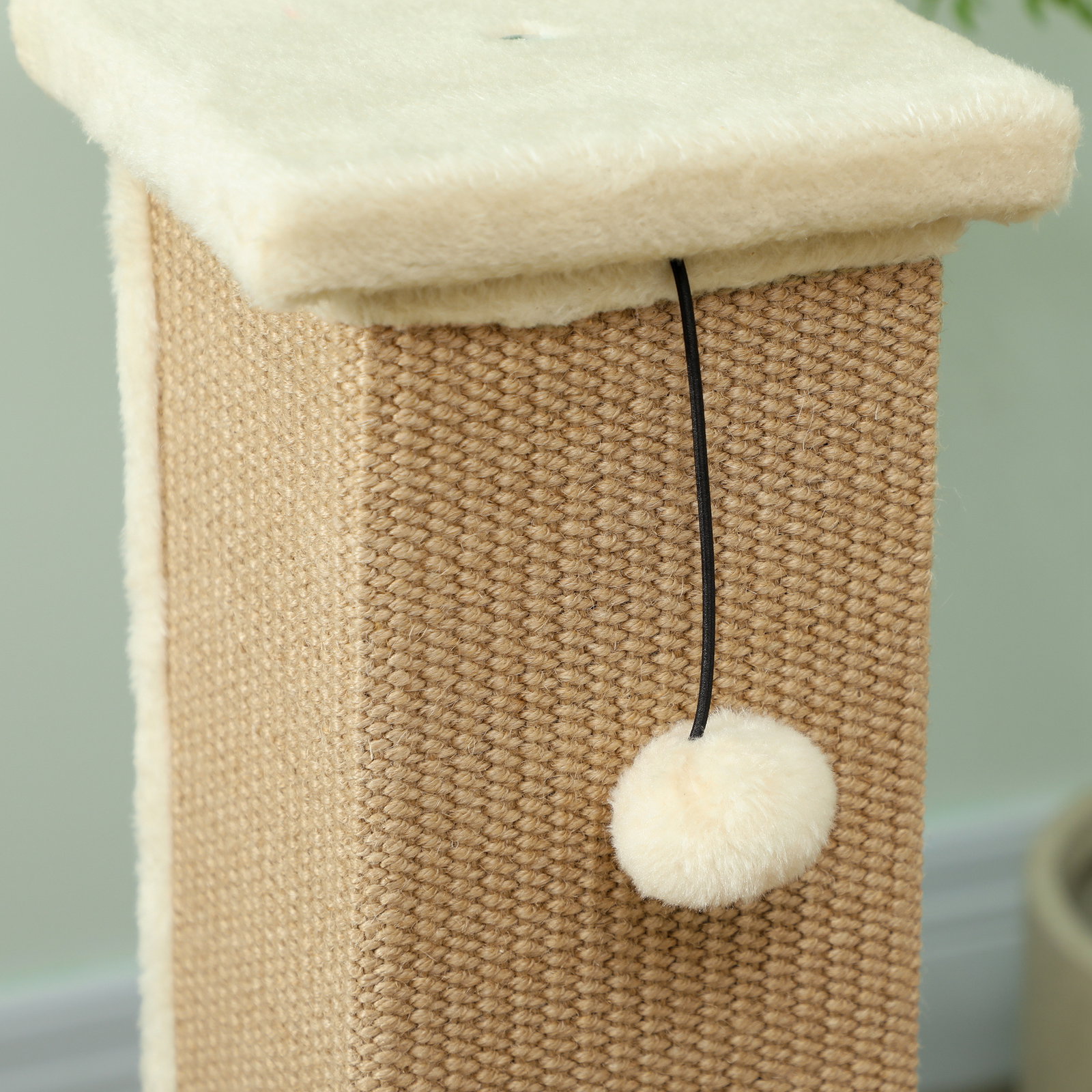 Poste arranhador para gatos altura 81 cm arranhador para gatos com poste de sisal e bola suspensa 41x41x81 cm bege