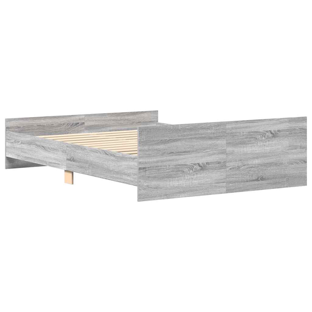 Estrutura de cama c/ painéis de cabeceira e pés cinzento sonoma