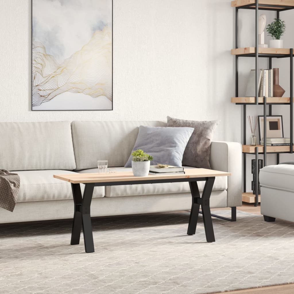 Mesa de centro estrutura em y 110x40x45cm pinho e aço