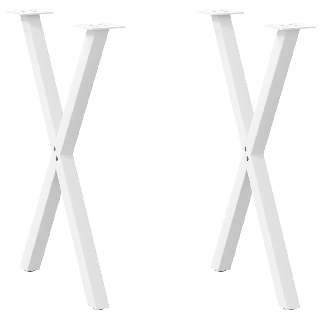 Pés para mesa de jantar em formato de x, 2 peças, branco, 50x(72-73) cm, aço