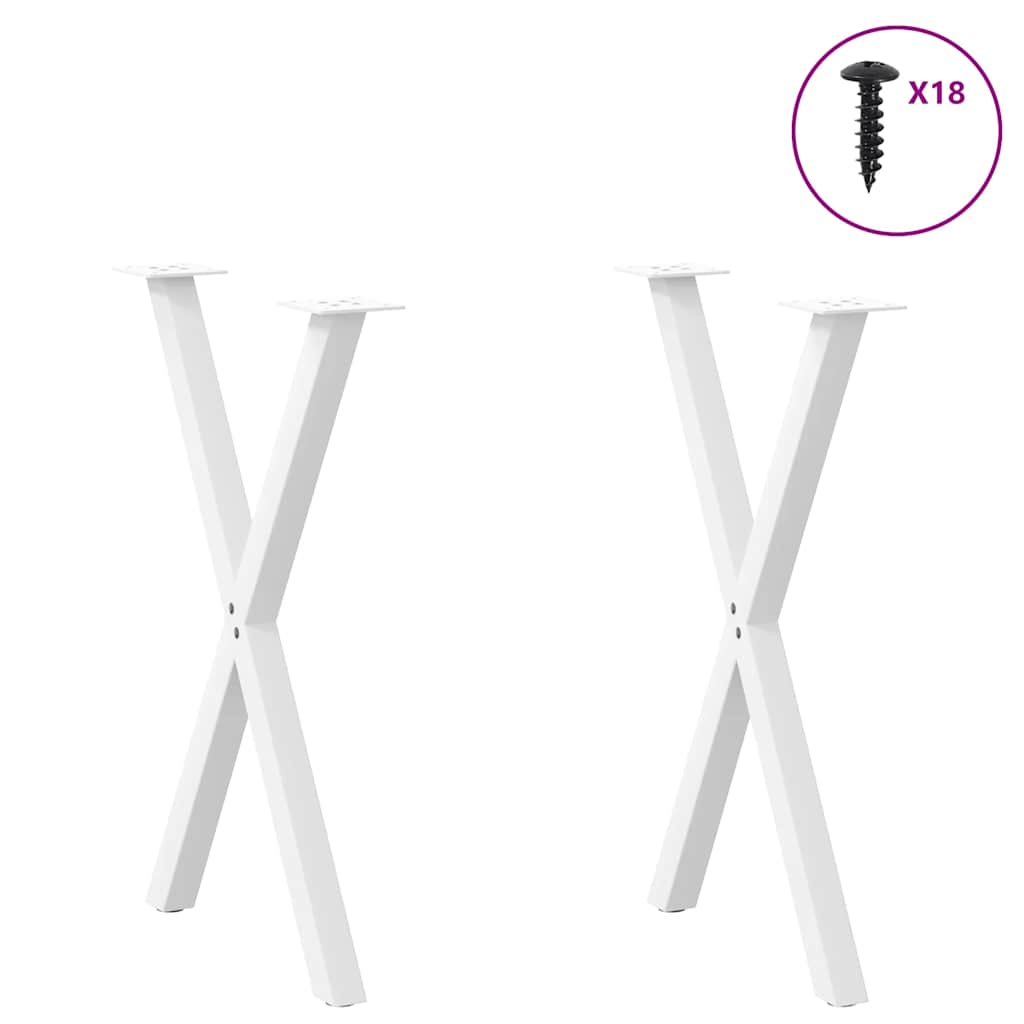 Pés para mesa de jantar em formato de x, 2 peças, branco, 50x(72-73) cm, aço