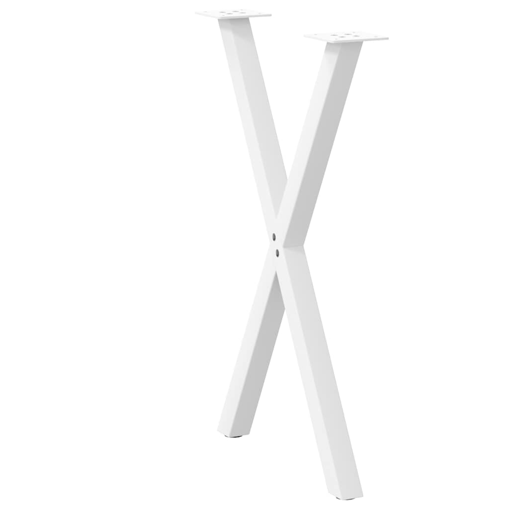 Pés para mesa de jantar em formato de x, 2 peças, branco, 50x(72-73) cm, aço