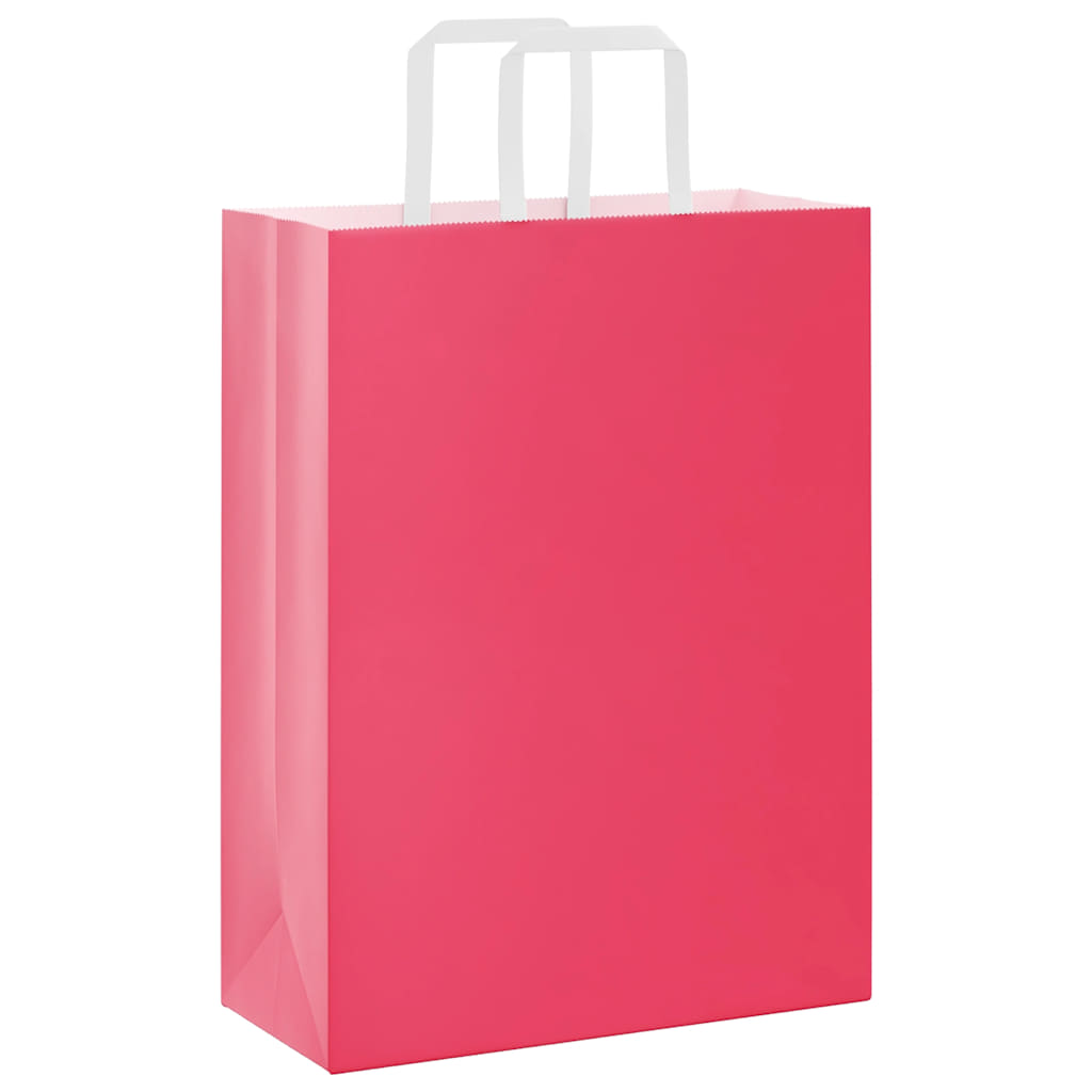 Sacos de papel 250 unid com alças rosa 26x12x35 cm