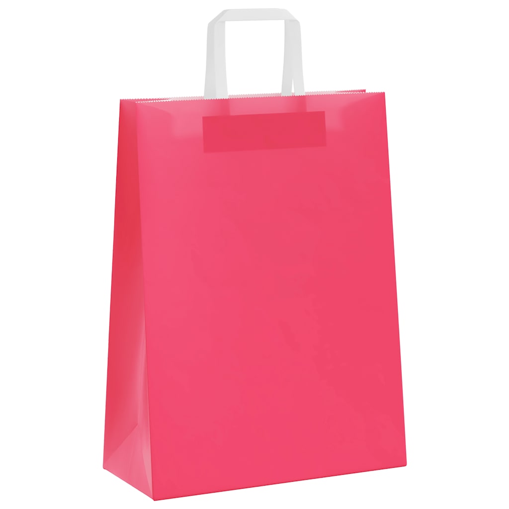 Sacos de papel 250 unid com alças rosa 26x12x35 cm
