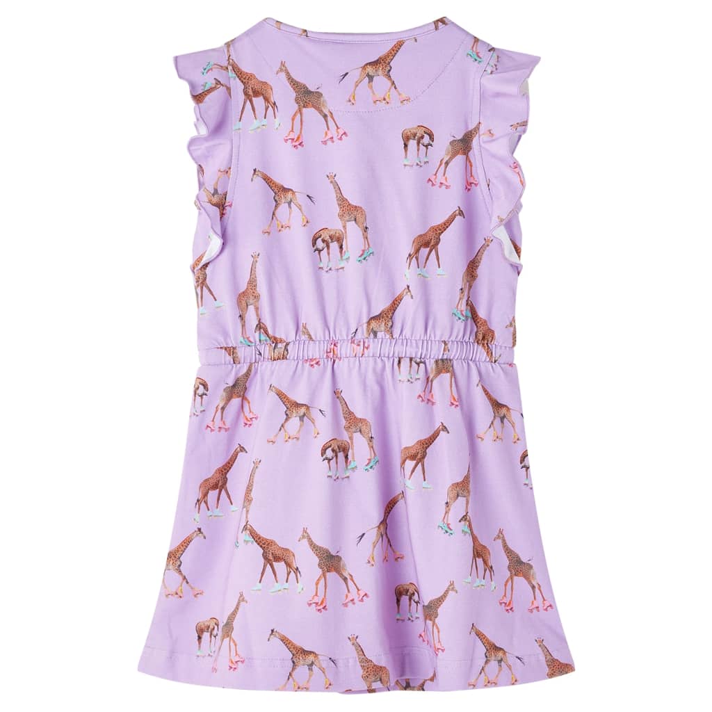 Vestido para criança mangas com folhos e cordão lilás 116