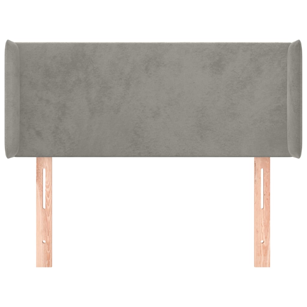 Cabeceira de cama c/ abas veludo 83x16x78/88 cm cinzento-claro