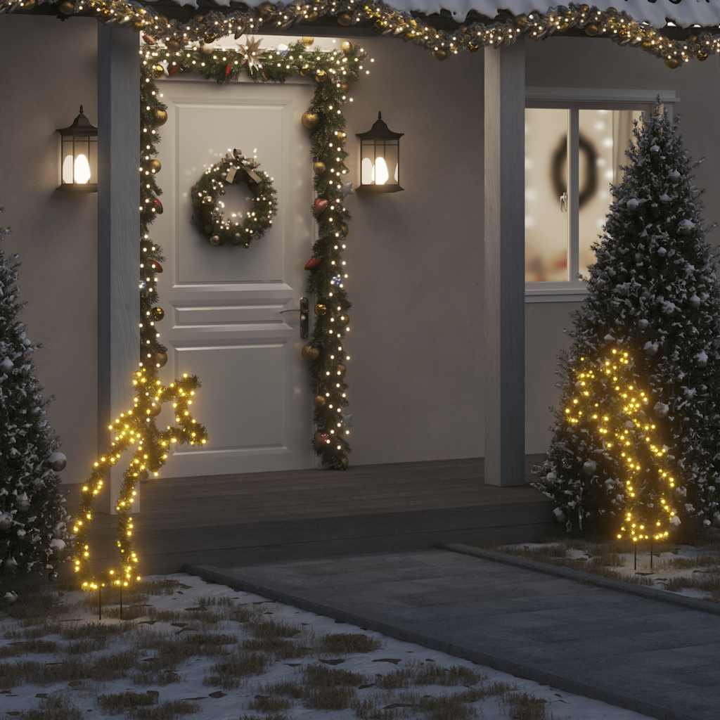 Decoração de natal meteoro c/ luz e estacas 115 luzes LED 85 cm