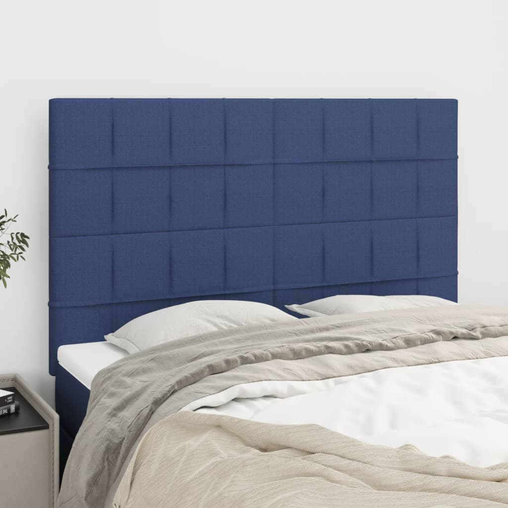 Cabeceira azul 144x5x118/128 cm tecido