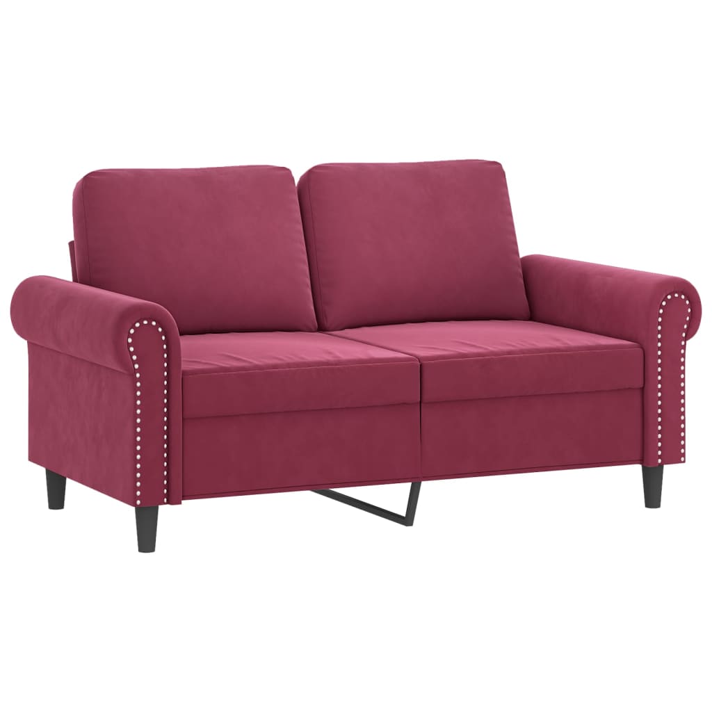 2 Pcs conjunto de sofás com almofadões veludo vermelho tinto