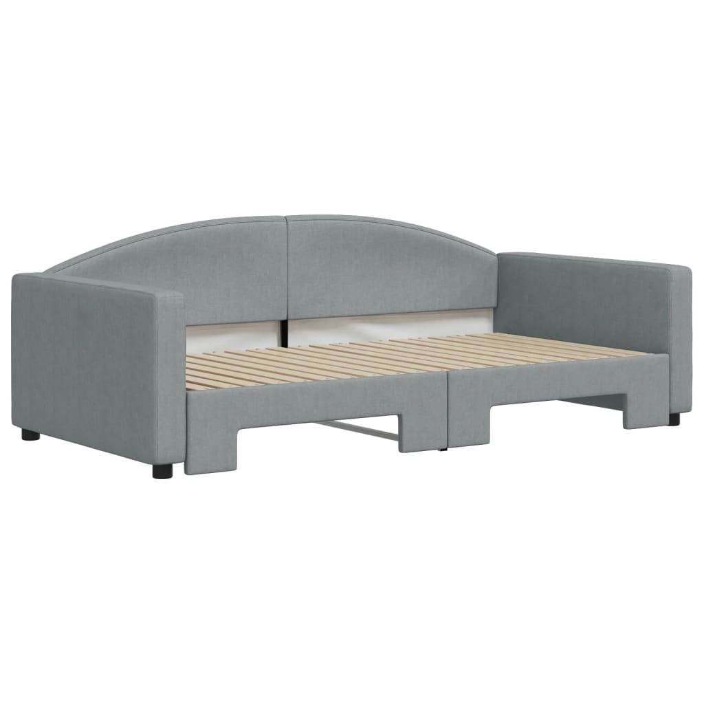 Sofá-cama com gavetão 100x190 cm tecido cinzento-claro