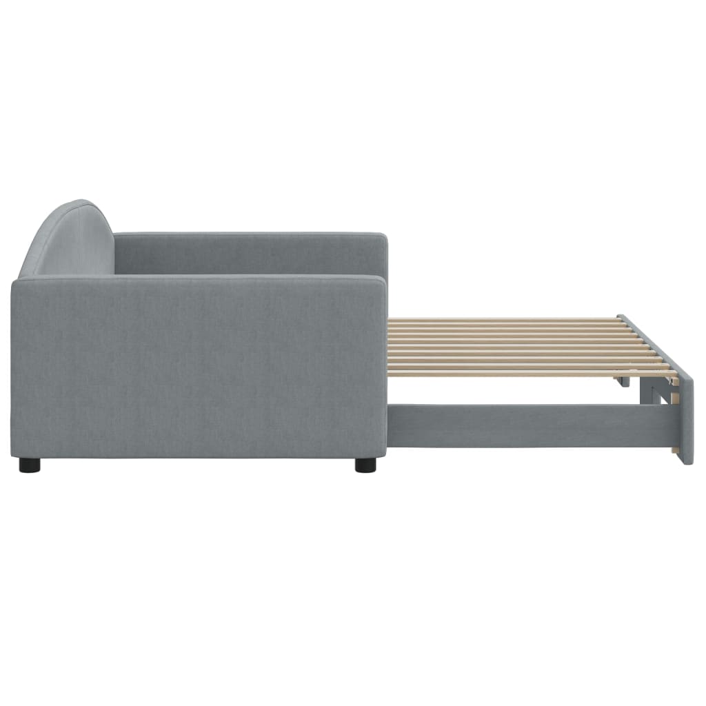 Sofá-cama com gavetão 100x190 cm tecido cinzento-claro