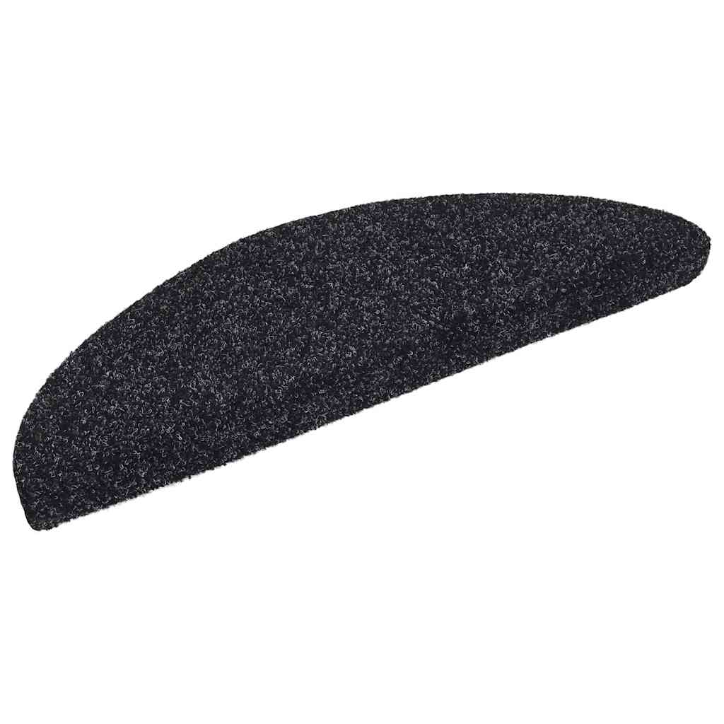 Tapetes de escada autoadesivos 30 peças 56x17x3 cm pretos semicirculares