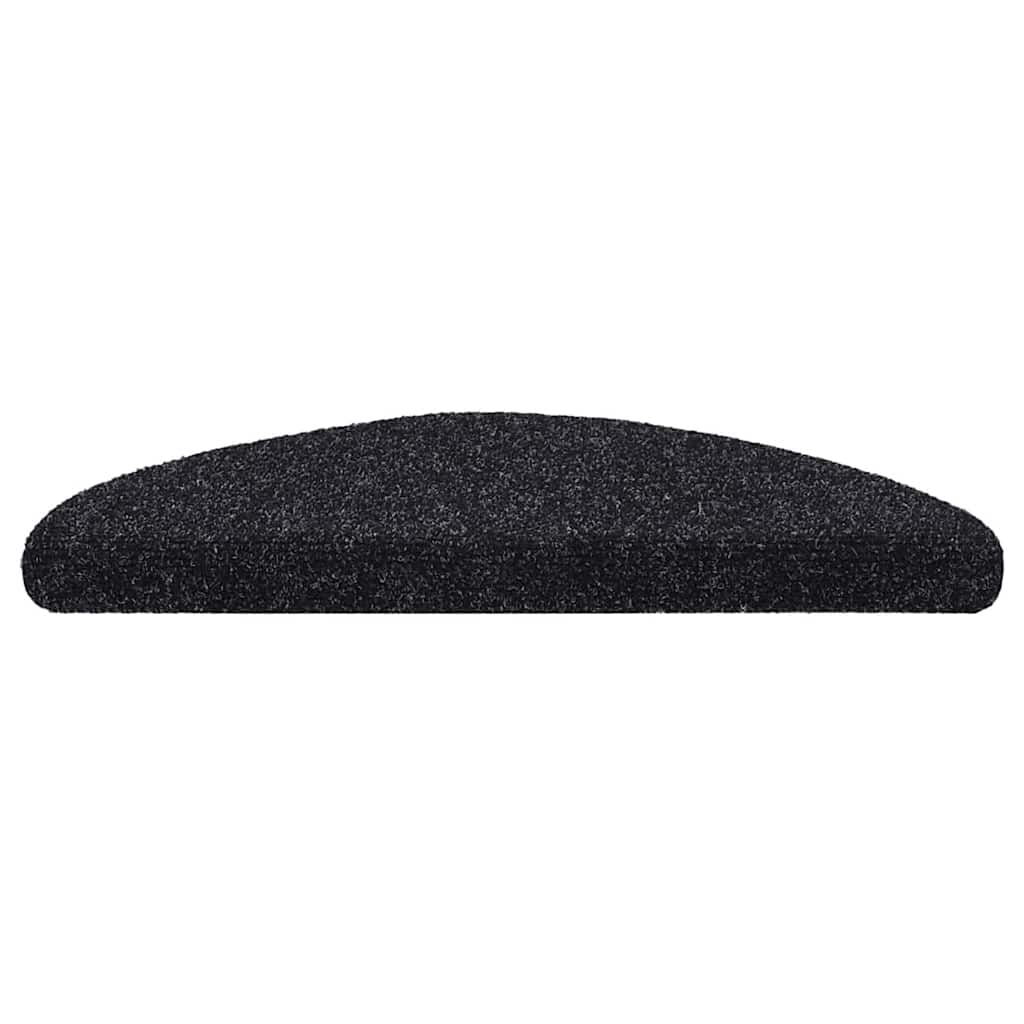 Tapetes de escada autoadesivos 30 peças 56x17x3 cm pretos semicirculares