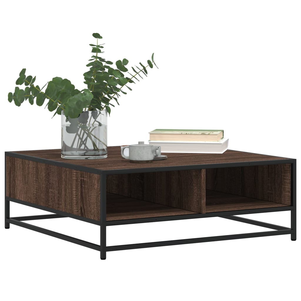 Mesa centro 80x80x30 cm deriv. madeira/metal carvalho castanho