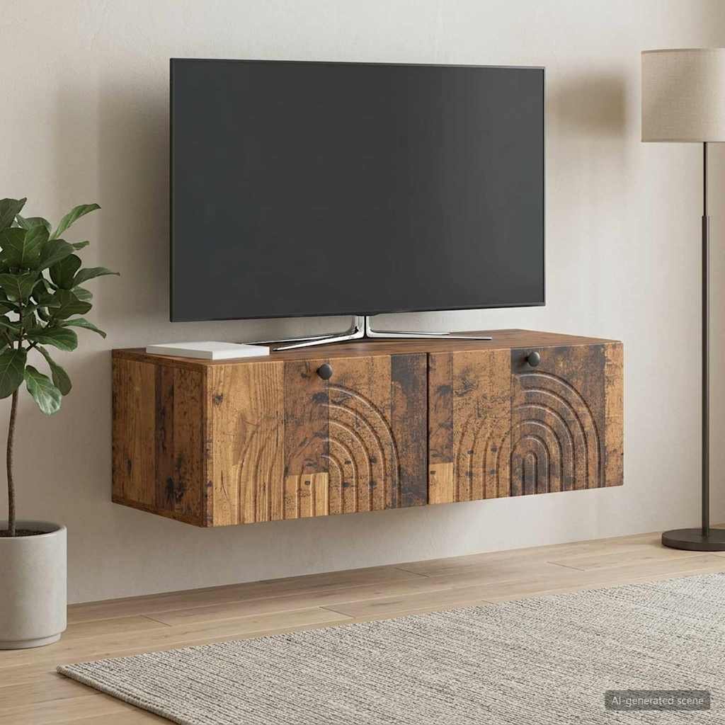 Gabinete de TV de parede madeira antiga 99 x 41 x 30 cm
