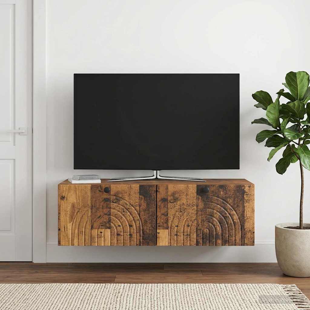 Gabinete de TV de parede madeira antiga 99 x 41 x 30 cm