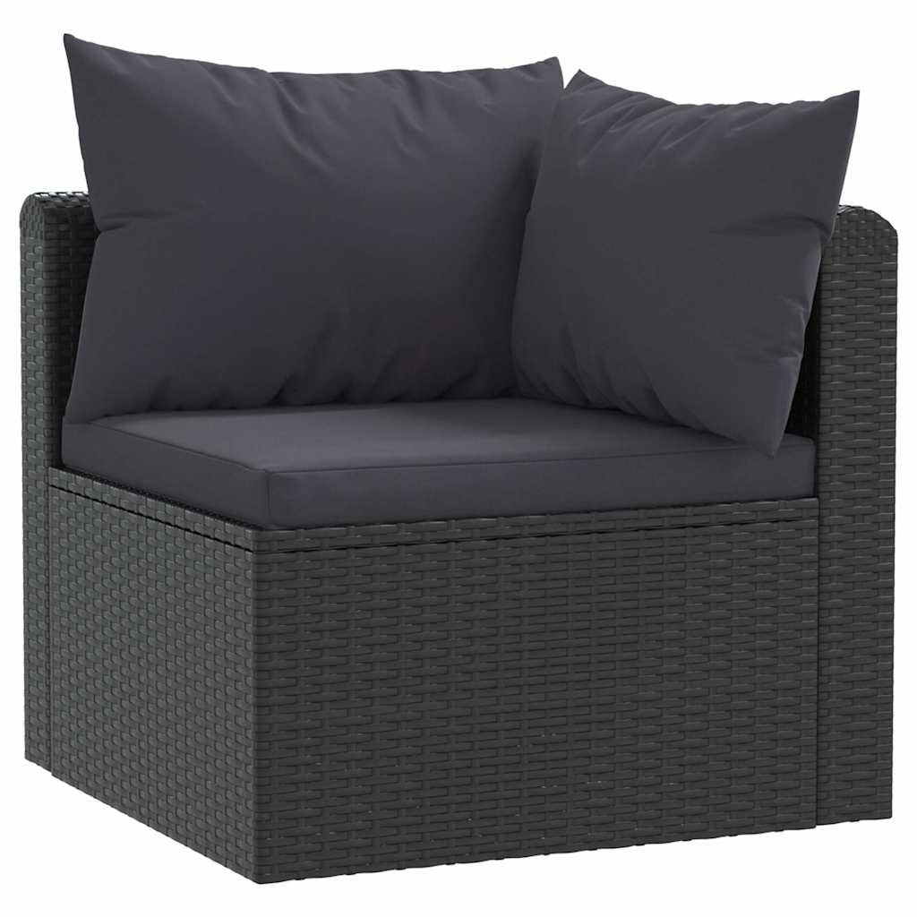 2 Pcs conjunto sofás de jardim c/ almofadões vime PE preto