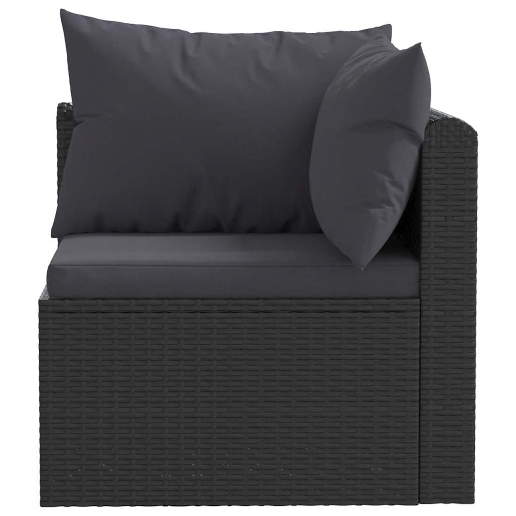2 Pcs conjunto sofás de jardim c/ almofadões vime PE preto