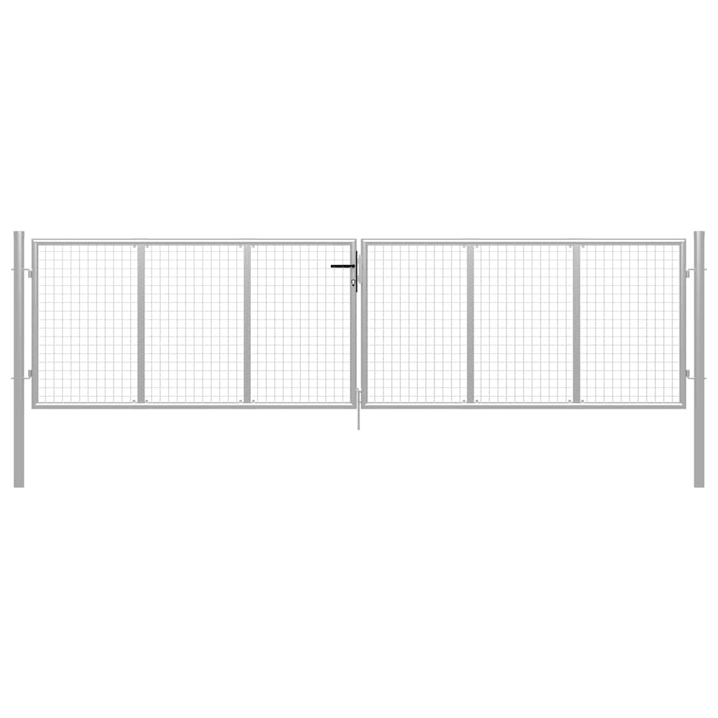 Portão de jardim em aço galvanizado 400 x 100 cm cor prata