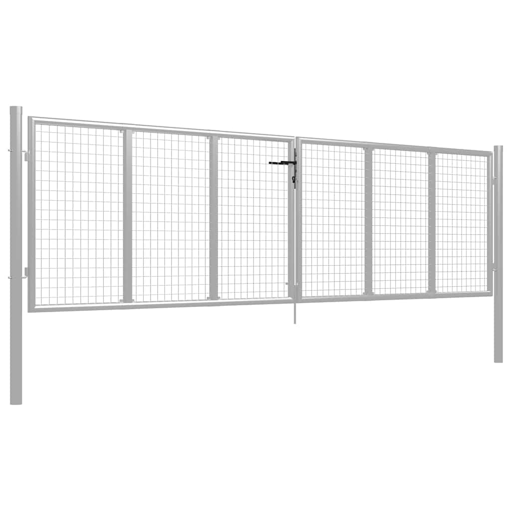 Portão de jardim em aço galvanizado 400 x 100 cm cor prata